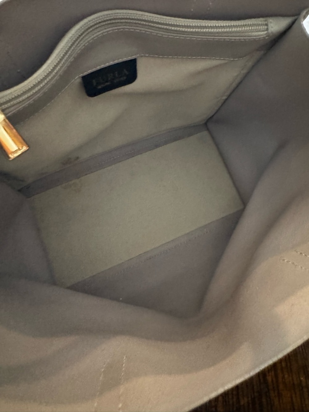 Furla gray Italian leather tote bag gold hardware - Picture 11 of 17